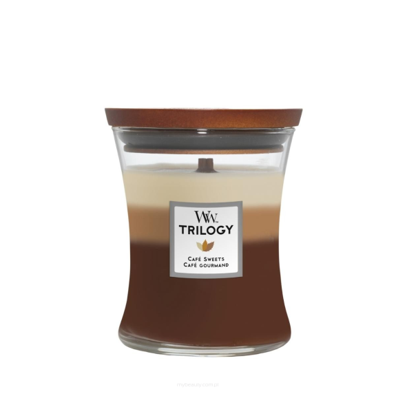 WOODWICK TRILOGY CAFÉ SWEETS ŚWIECA ZAPACHOWA ŚREDNIA
