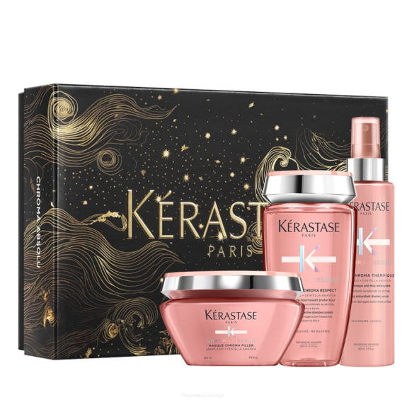 KERASTASE CHROMA ABSOLU Wzbogacona kąpiel 250ML + Maska do włosów koloryzowanych 200ML+ Serum termiczne do włosów koloryzowanych150ML ZESTAW