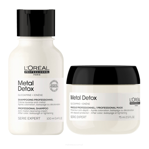 L'OREAL PROFESSIONNEL METAL DETOX Regenerujący szampon i maska do włosów farbowanych ZESTAW MINIATUR