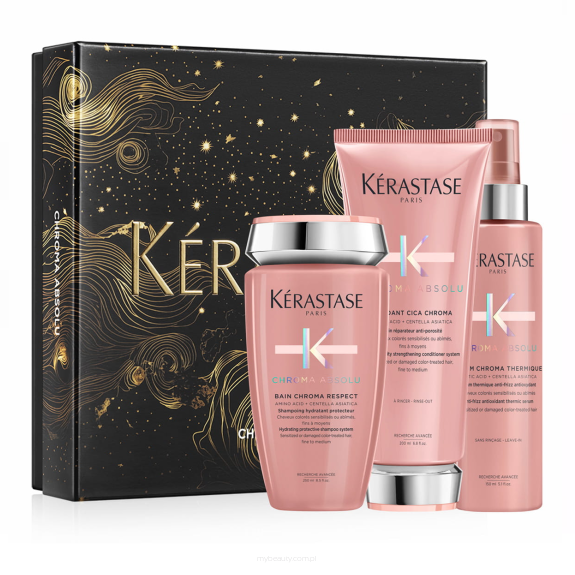 KERASTASE CHROMA ABSOLU Kąpiel 250ML + Odżywka do włosów koloryzowanych 200ML+ Serum termiczne 150ML ZESTAW