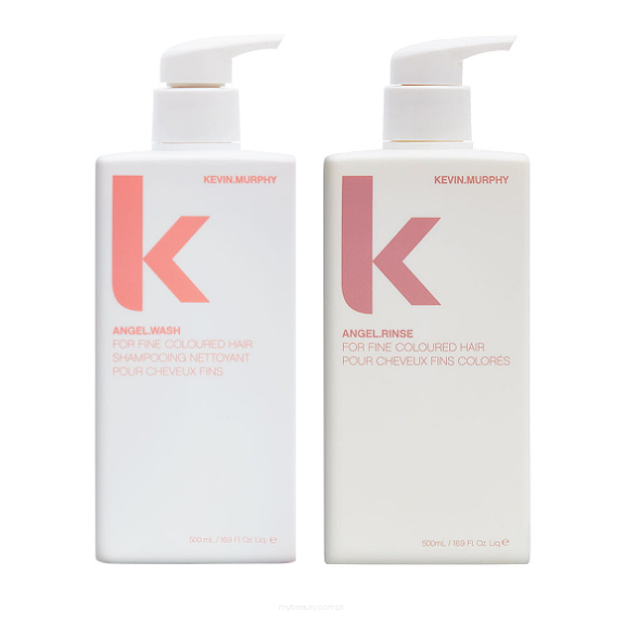 KEVIN MURPHY ANGEL WASH & RINSE + MAXI WASH Szampon oczyszczający 40ml + Szampon i odżywka regenerujące i nadające objętości do włosów delikatnych i farbowanych 2x500ML