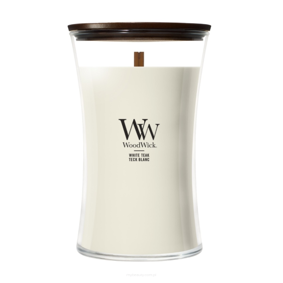 WOODWICK WHITE TEAK ŚWIECA ZAPACHOWA DUŻA