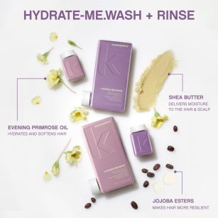 KEVIN MURPHY HYDRATE ME WASH & RINSE + MAXI WASH Szampon oczyszczający 40ML + Szampon i odżywka nawilżające do włosów suchych 2x250ML